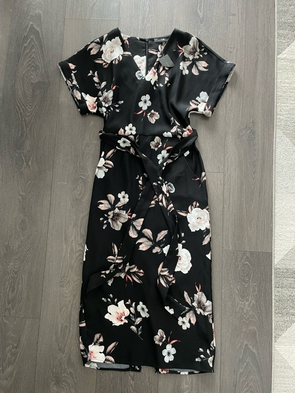 Floral Black Midi Dress Dress Suzie Shier XS new wedding party reception